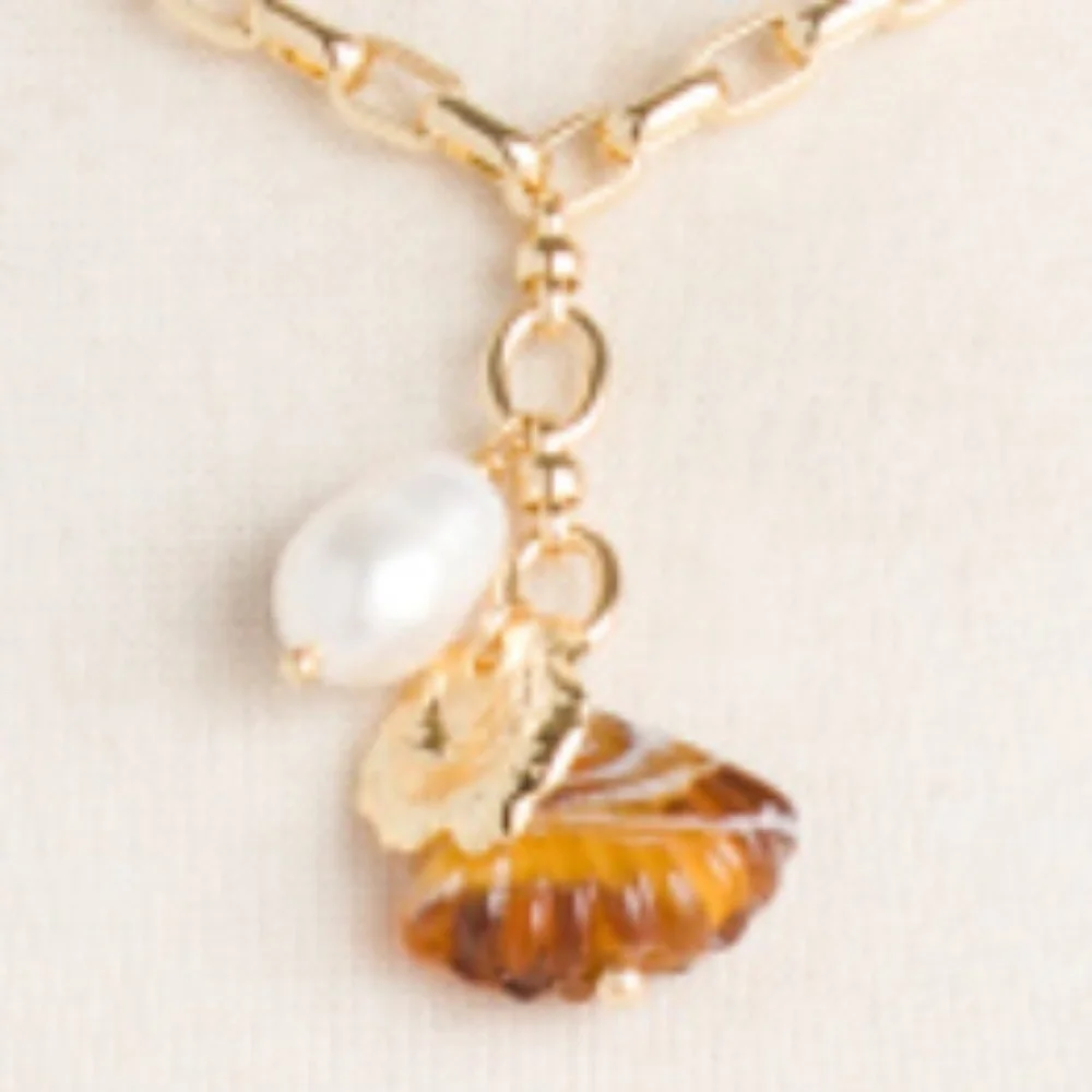 NWT 14 kt Gold Plated MIGNONNE GAVIGAN Cinzia Shell Necklace